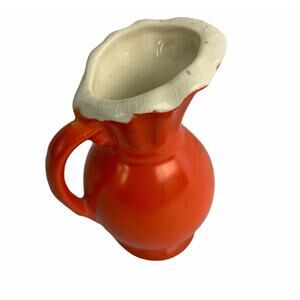 Vintage Individual Creamer Orange Czech Pottery Creamer‎ Miniature 2.75"h